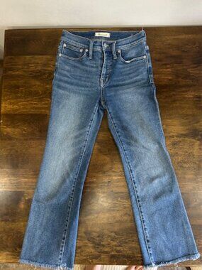 Madewell Cali Demi Boot Frayed Hem Blue Jeans Sz 26
